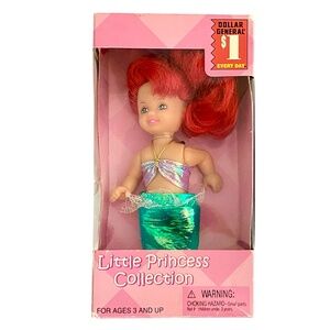Vintage Little Princess Collection Mermaid Doll Red Hair Dollar General Toy NIB